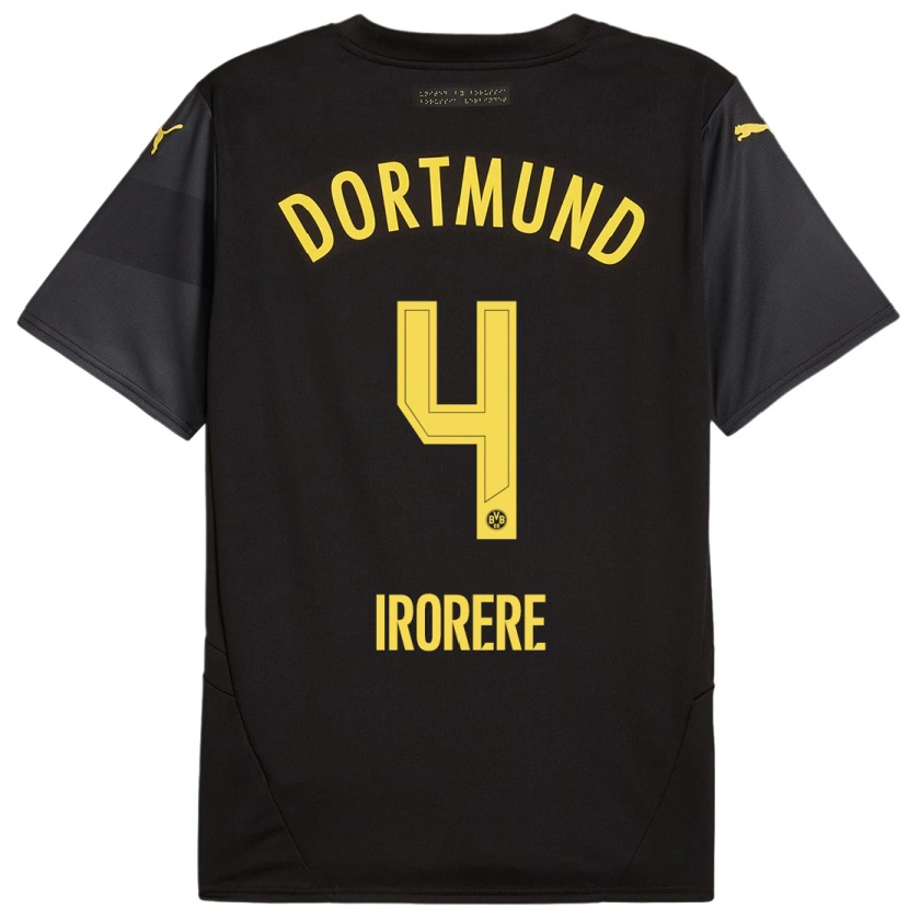Danxen Børn Felix Irorere #4 Sort Gul Udebane Spillertrøjer 2024/25 Trøje T-Shirt