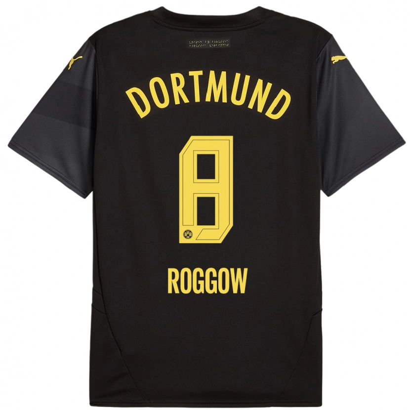 Danxen Børn Franz Roggow #8 Sort Gul Udebane Spillertrøjer 2024/25 Trøje T-Shirt