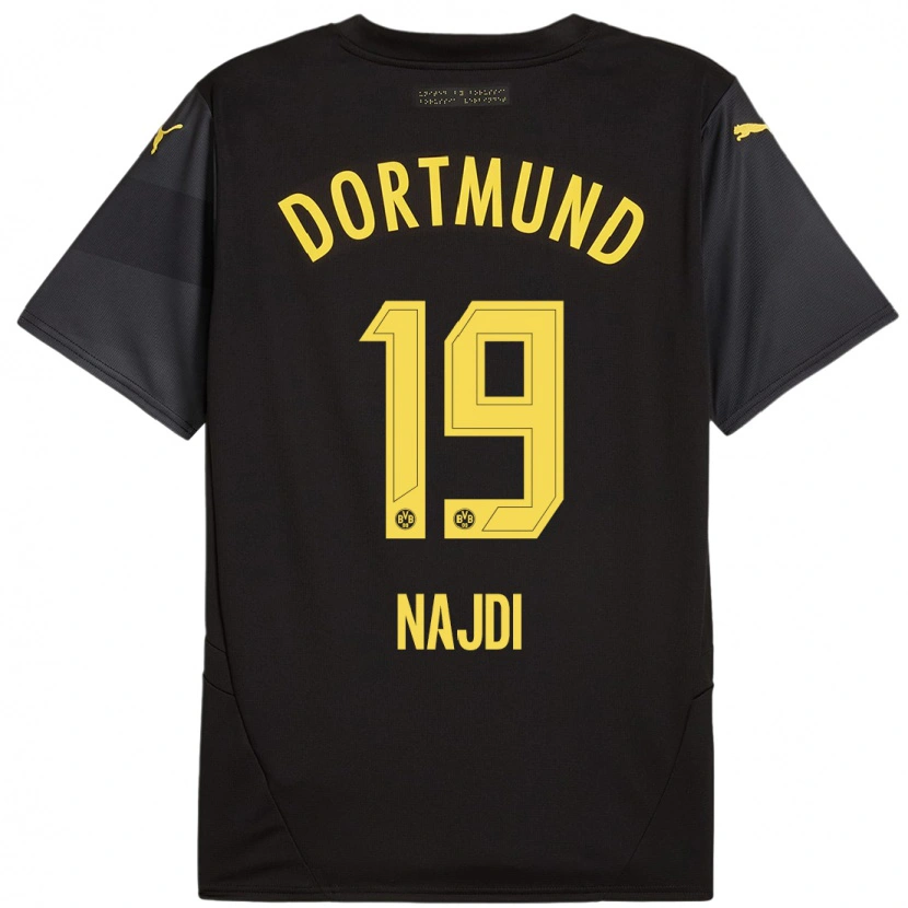 Danxen Børn Ahmad Najdi #19 Sort Gul Udebane Spillertrøjer 2024/25 Trøje T-Shirt