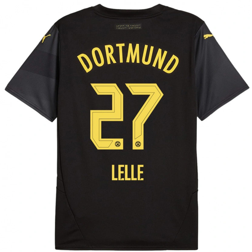 Danxen Børn David Lelle #27 Sort Gul Udebane Spillertrøjer 2024/25 Trøje T-Shirt