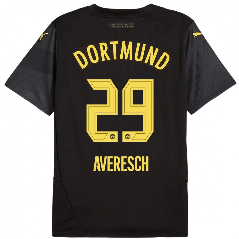 Danxen Børn Noah Averesch #29 Sort Gul Udebane Spillertrøjer 2024/25 Trøje T-Shirt