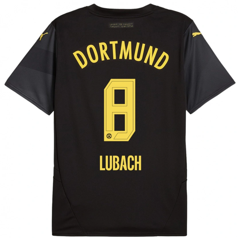 Danxen Børn Rafael Lubach #8 Sort Gul Udebane Spillertrøjer 2024/25 Trøje T-Shirt
