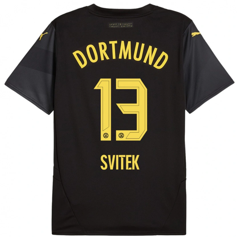 Danxen Børn Leon Svitek #13 Sort Gul Udebane Spillertrøjer 2024/25 Trøje T-Shirt
