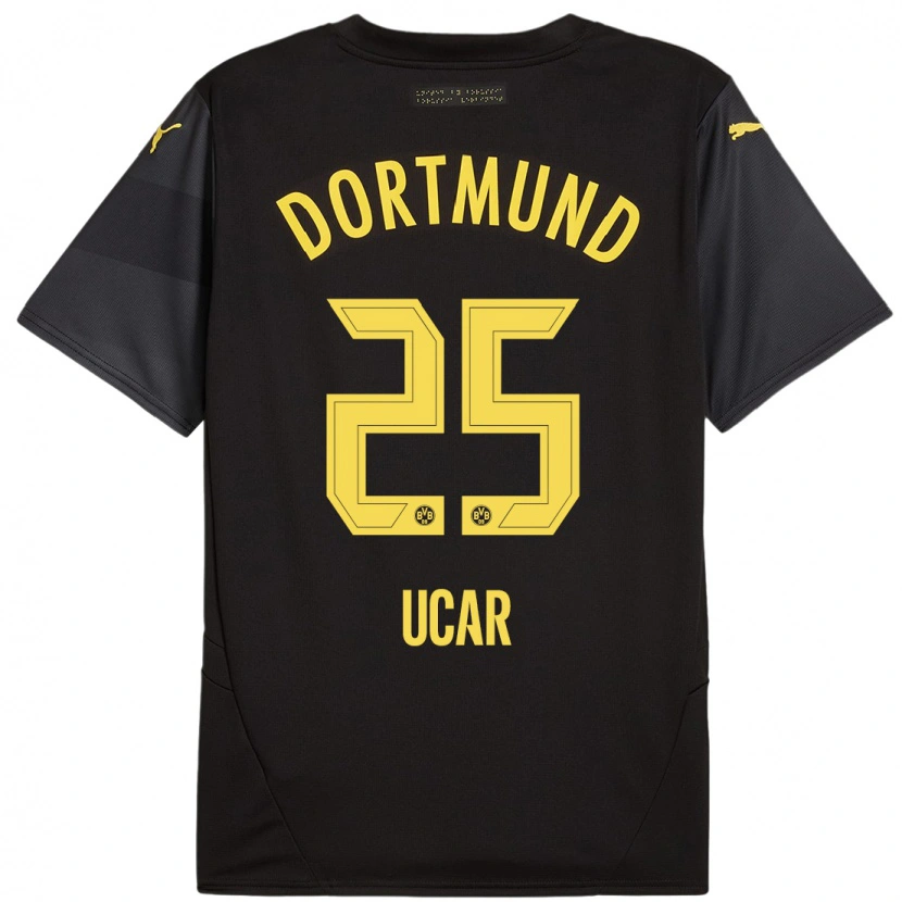Danxen Børn Leys Ucar #25 Sort Gul Udebane Spillertrøjer 2024/25 Trøje T-Shirt