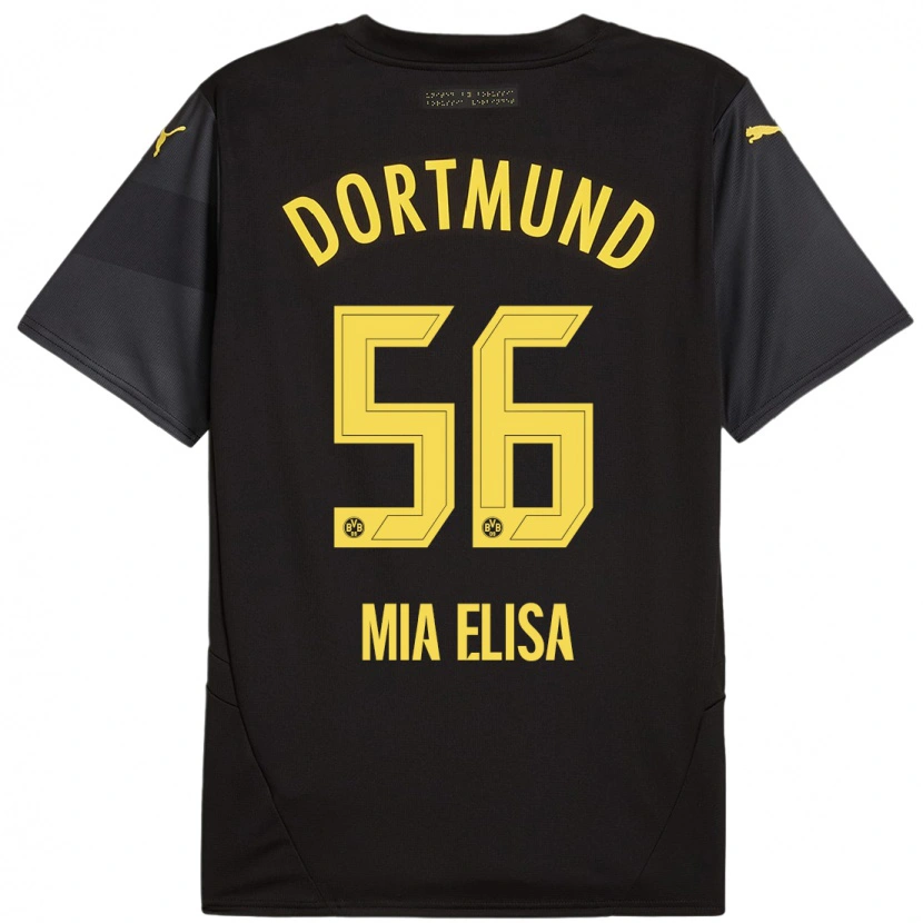 Danxen Børn Bomnuter Mia Elisa #56 Sort Gul Udebane Spillertrøjer 2024/25 Trøje T-Shirt