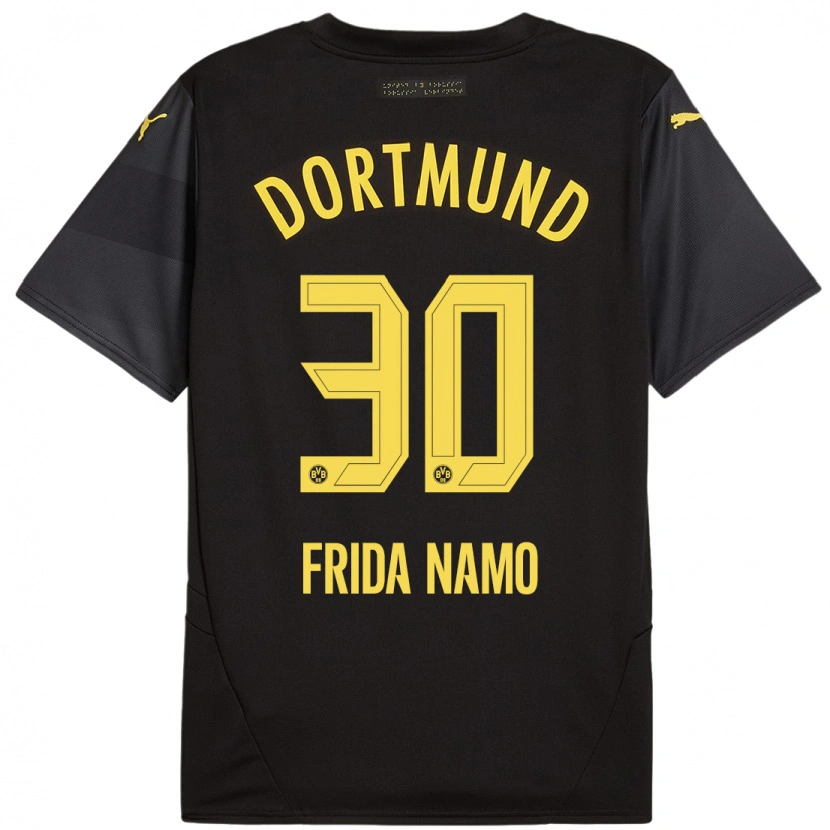 Danxen Børn Ronning Frida Namo #30 Sort Gul Udebane Spillertrøjer 2024/25 Trøje T-Shirt