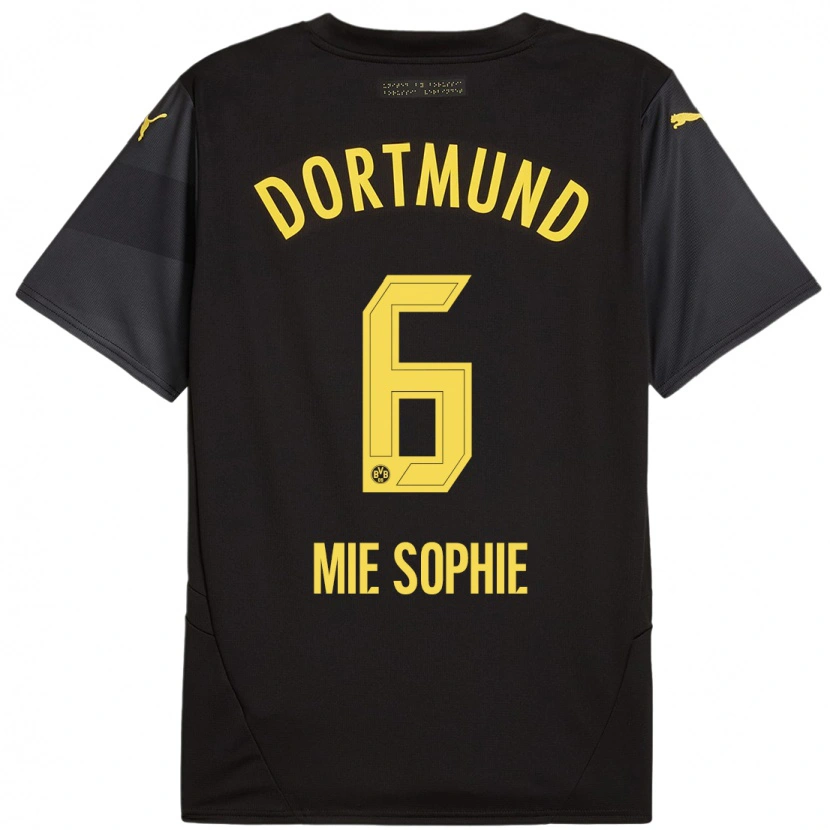 Danxen Børn Sando Mie Sophie #6 Sort Gul Udebane Spillertrøjer 2024/25 Trøje T-Shirt