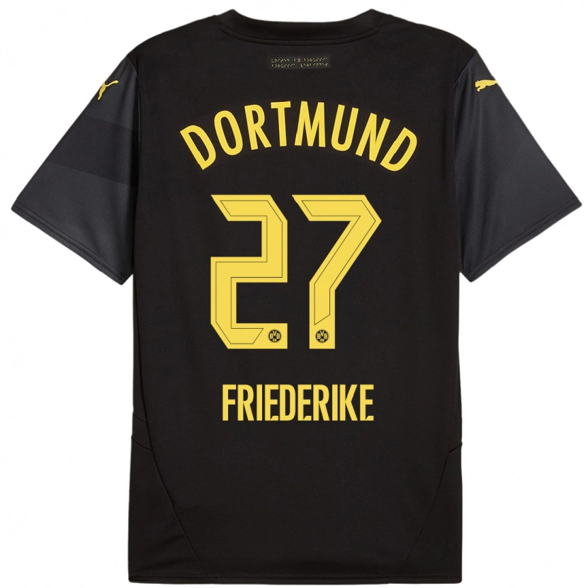 Danxen Børn Burczik Friederike #27 Sort Gul Udebane Spillertrøjer 2024/25 Trøje T-Shirt