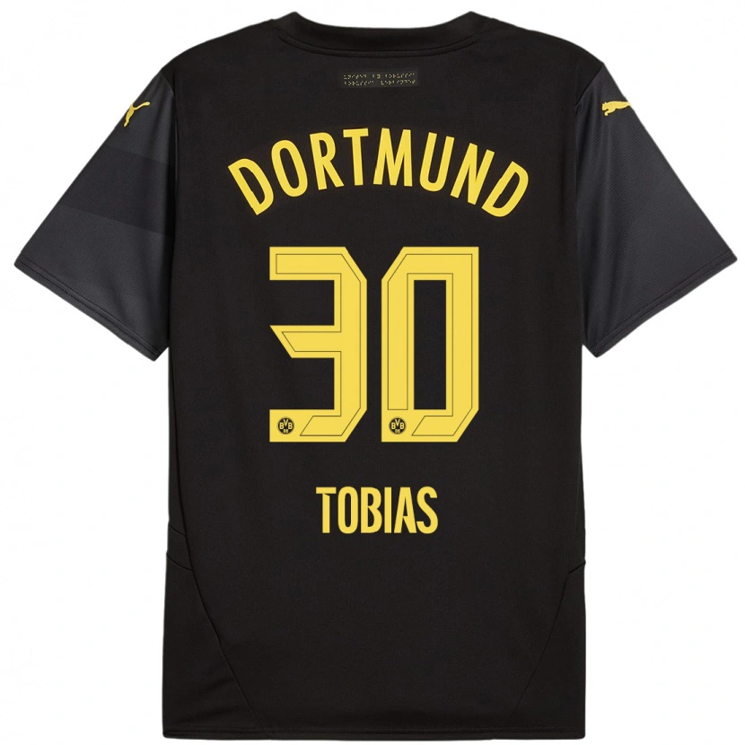 Danxen Børn Vogt Tobias #30 Sort Gul Udebane Spillertrøjer 2024/25 Trøje T-Shirt