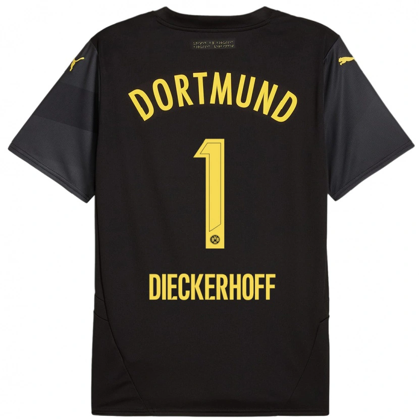 Danxen Børn Max Dieckerhoff #1 Sort Gul Udebane Spillertrøjer 2024/25 Trøje T-Shirt