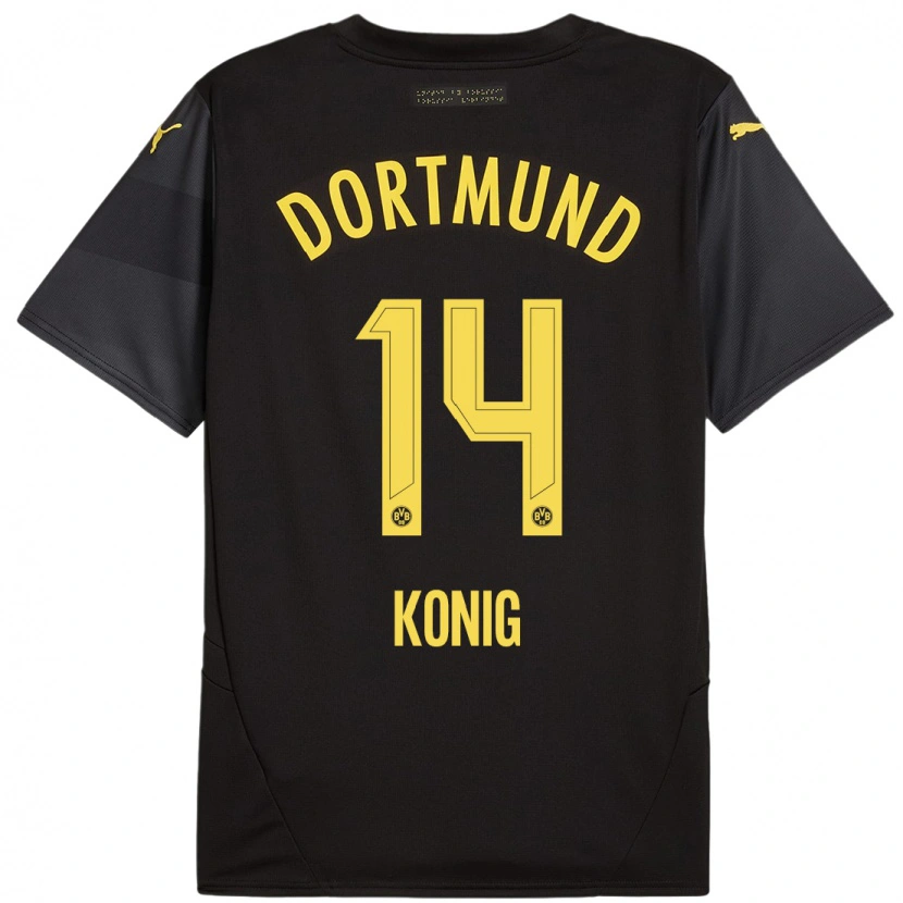 Danxen Børn Raul Konig #14 Sort Gul Udebane Spillertrøjer 2024/25 Trøje T-Shirt