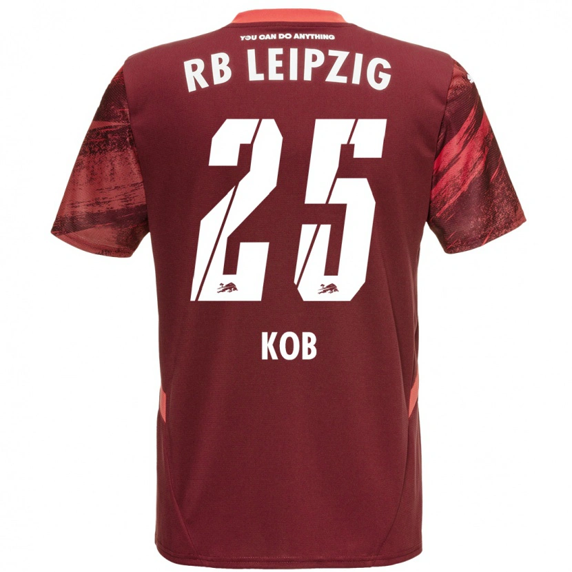 Danxen Børn Leon Koß #25 Bourgogne Udebane Spillertrøjer 2024/25 Trøje T-Shirt