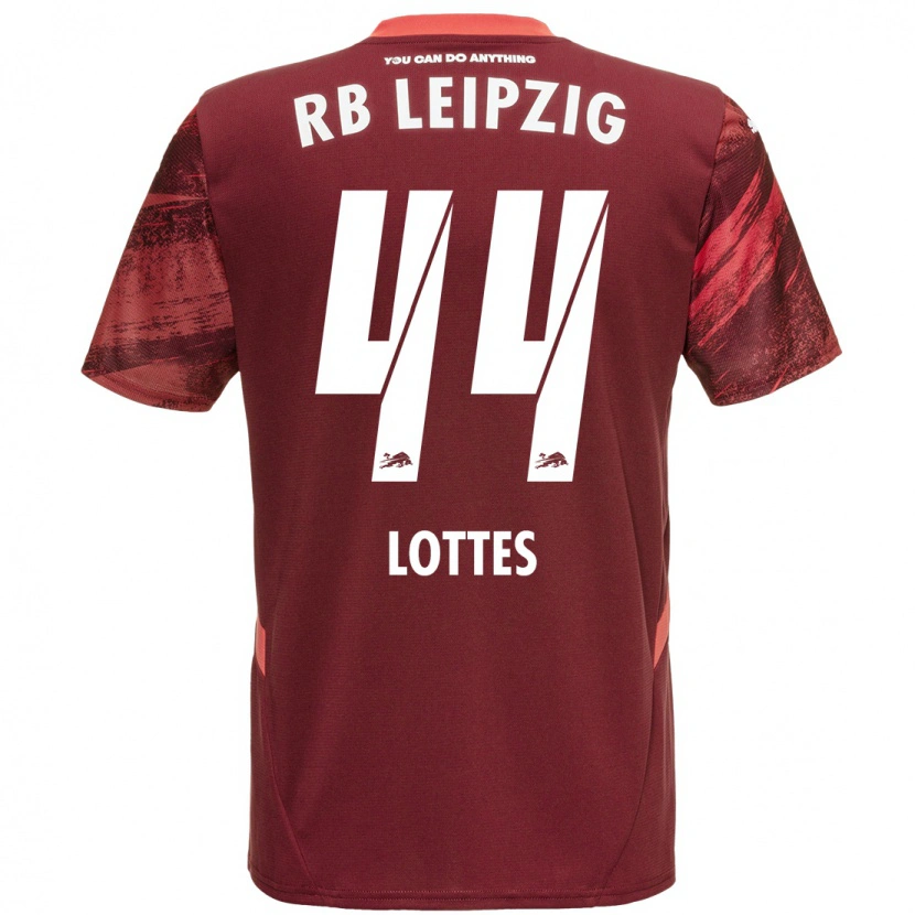 Danxen Børn Benjamin Lottes #44 Bourgogne Udebane Spillertrøjer 2024/25 Trøje T-Shirt