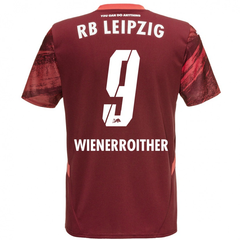 Danxen Børn Katja Wienerroither #9 Bourgogne Udebane Spillertrøjer 2024/25 Trøje T-Shirt