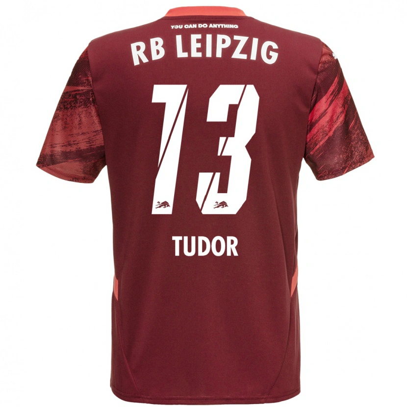 Danxen Børn Aaron Tudor #13 Bourgogne Udebane Spillertrøjer 2024/25 Trøje T-Shirt