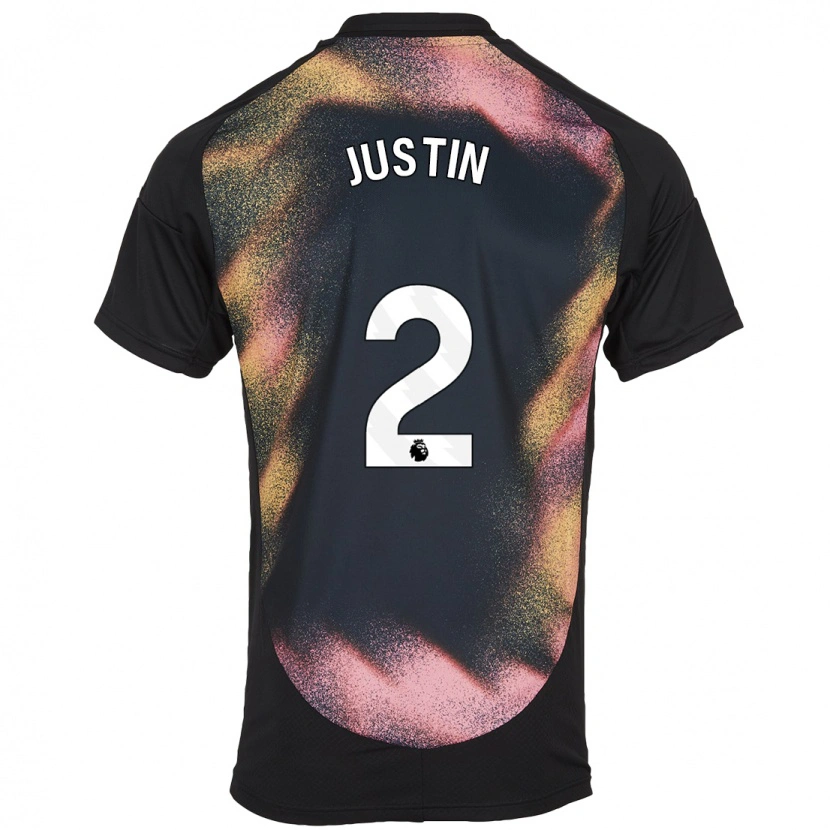 Danxen Børn James Justin #2 Sort Hvid Udebane Spillertrøjer 2024/25 Trøje T-Shirt