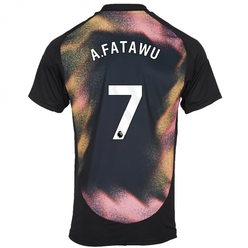 Danxen Børn Issahaku Fatawu #7 Sort Hvid Udebane Spillertrøjer 2024/25 Trøje T-Shirt