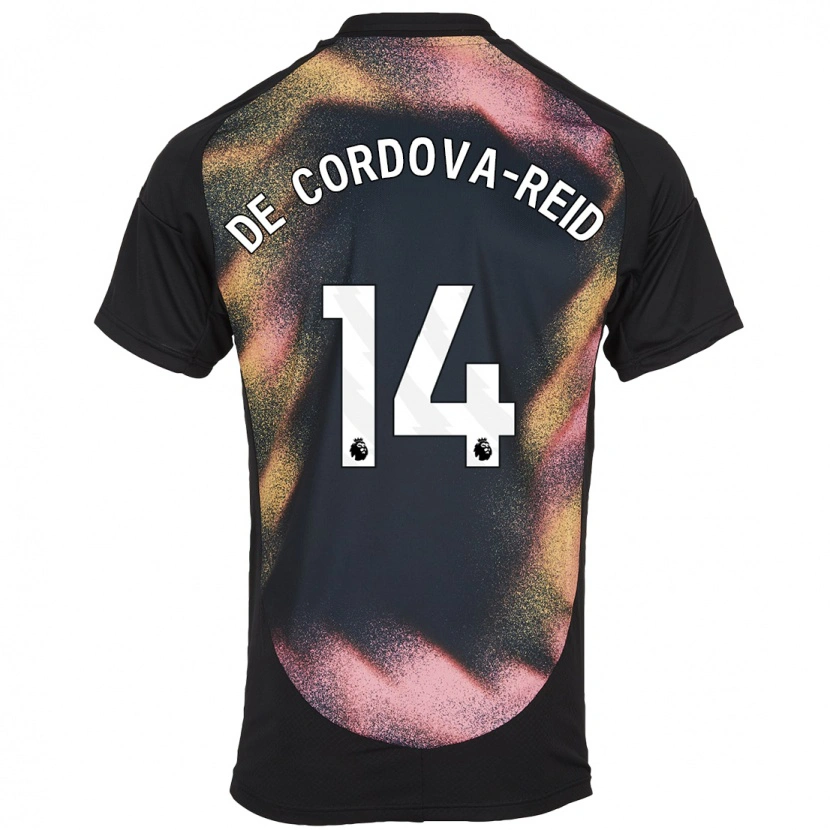 Danxen Børn Bobby De Cordova-Reid #14 Sort Hvid Udebane Spillertrøjer 2024/25 Trøje T-Shirt