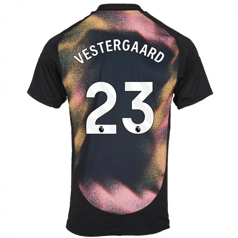 Danxen Børn Jannik Vestergaard #23 Sort Hvid Udebane Spillertrøjer 2024/25 Trøje T-Shirt