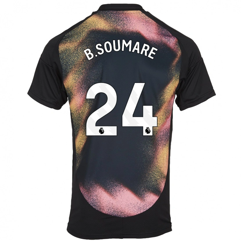 Danxen Børn Boubakary Soumaré #24 Sort Hvid Udebane Spillertrøjer 2024/25 Trøje T-Shirt