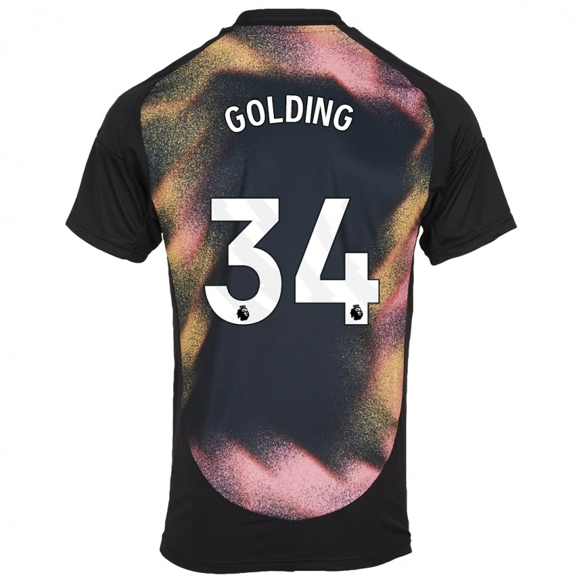 Danxen Børn Michael Golding #34 Sort Hvid Udebane Spillertrøjer 2024/25 Trøje T-Shirt