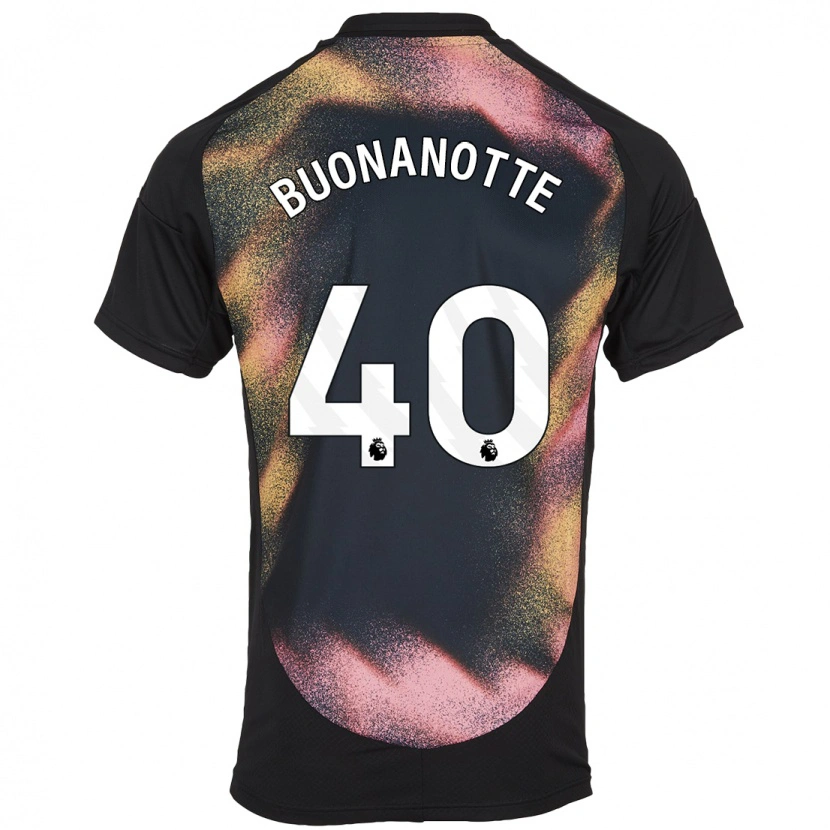 Danxen Børn Facundo Buonanotte #40 Sort Hvid Udebane Spillertrøjer 2024/25 Trøje T-Shirt