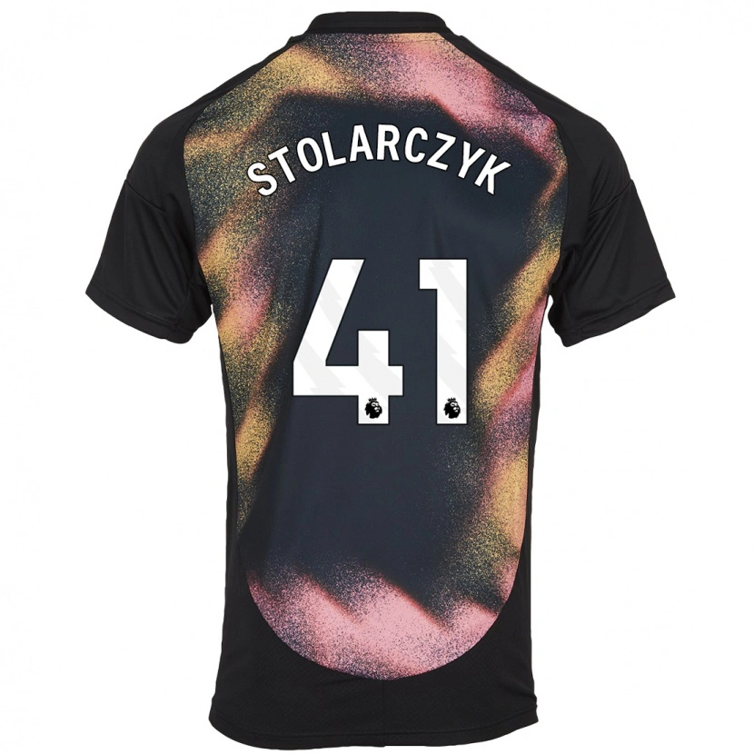 Danxen Børn Jakub Stolarczyk #41 Sort Hvid Udebane Spillertrøjer 2024/25 Trøje T-Shirt