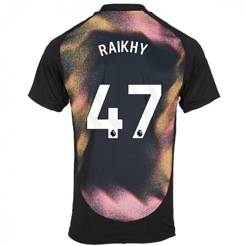 Danxen Børn Arjan Raikhy #47 Sort Hvid Udebane Spillertrøjer 2024/25 Trøje T-Shirt