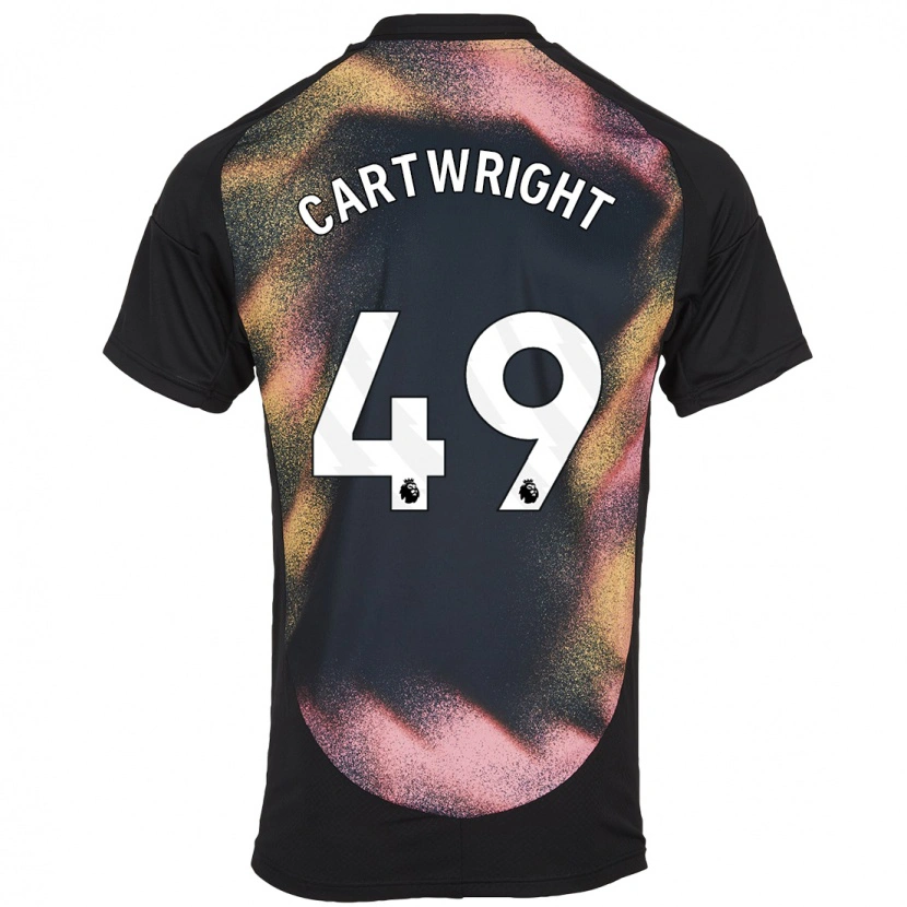 Danxen Børn Henry Cartwright #49 Sort Hvid Udebane Spillertrøjer 2024/25 Trøje T-Shirt