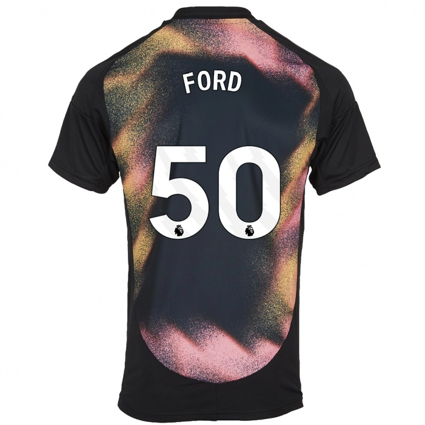 Danxen Børn Harvey Godsmark-Ford #50 Sort Hvid Udebane Spillertrøjer 2024/25 Trøje T-Shirt