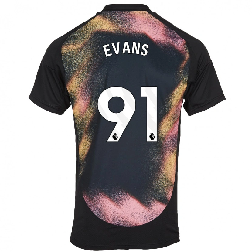 Danxen Børn Jake Evans #91 Sort Hvid Udebane Spillertrøjer 2024/25 Trøje T-Shirt
