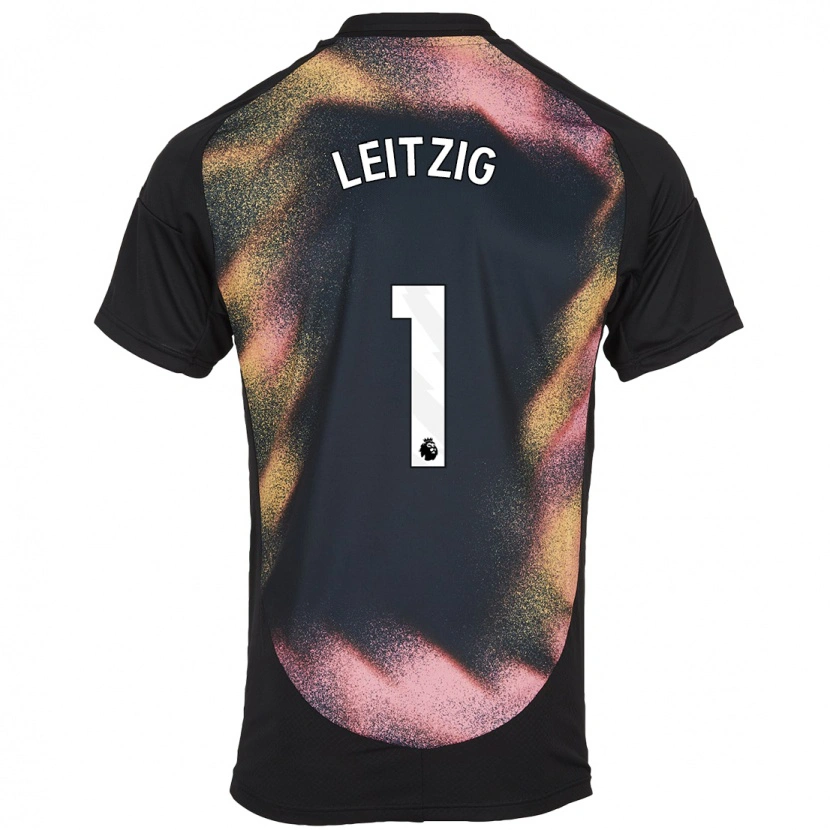 Danxen Børn Janina Leitzig #1 Sort Hvid Udebane Spillertrøjer 2024/25 Trøje T-Shirt
