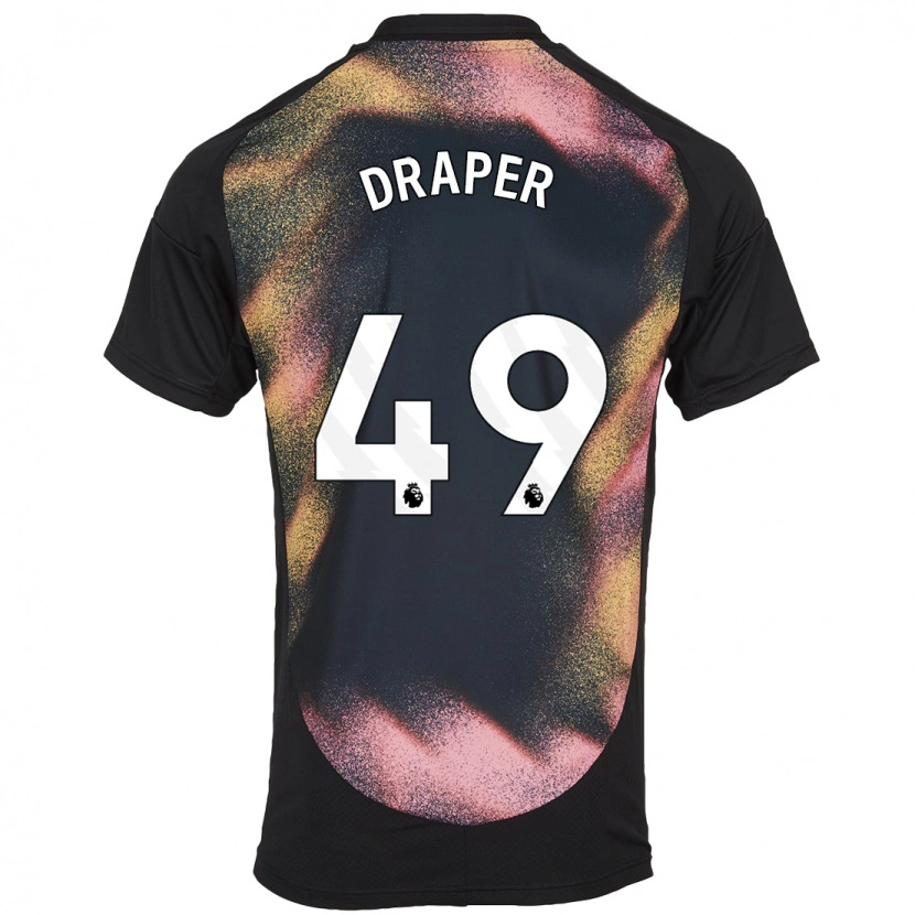 Danxen Børn Denny Draper #49 Sort Hvid Udebane Spillertrøjer 2024/25 Trøje T-Shirt