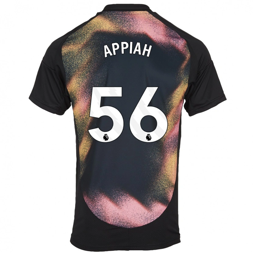 Danxen Børn Paul Appiah #56 Sort Hvid Udebane Spillertrøjer 2024/25 Trøje T-Shirt
