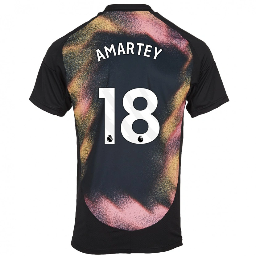 Danxen Børn Daniel Amartey #18 Sort Hvid Udebane Spillertrøjer 2024/25 Trøje T-Shirt