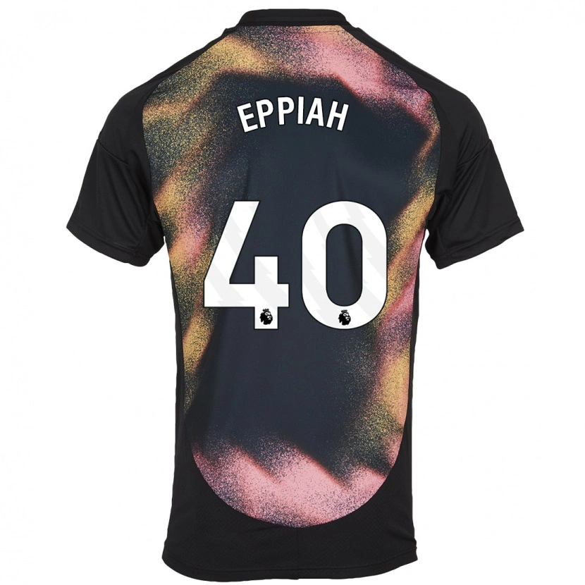 Danxen Børn Josh Eppiah #40 Sort Hvid Udebane Spillertrøjer 2024/25 Trøje T-Shirt