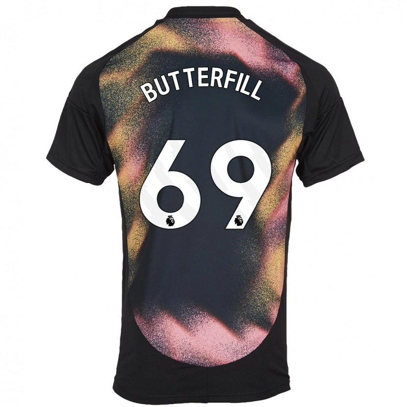 Danxen Børn Jack Butterfill #69 Sort Hvid Udebane Spillertrøjer 2024/25 Trøje T-Shirt