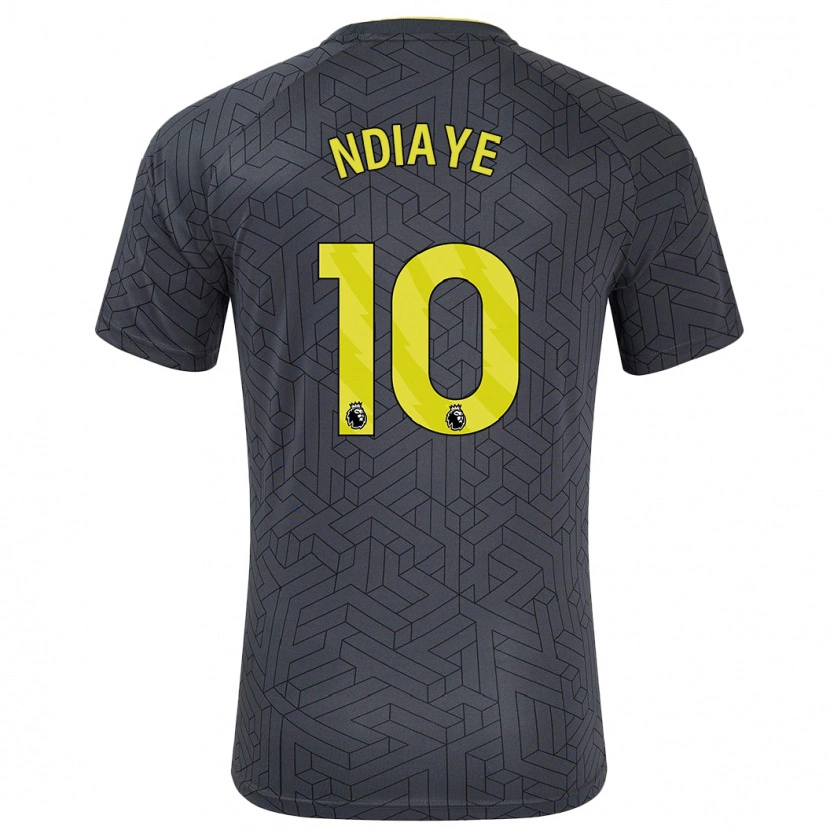 Danxen Børn Iliman Ndiaye #10 Sort Gul Udebane Spillertrøjer 2024/25 Trøje T-Shirt