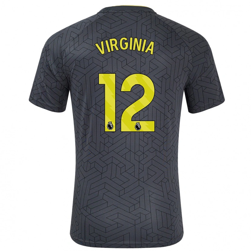 Danxen Børn João Virgínia #12 Sort Gul Udebane Spillertrøjer 2024/25 Trøje T-Shirt