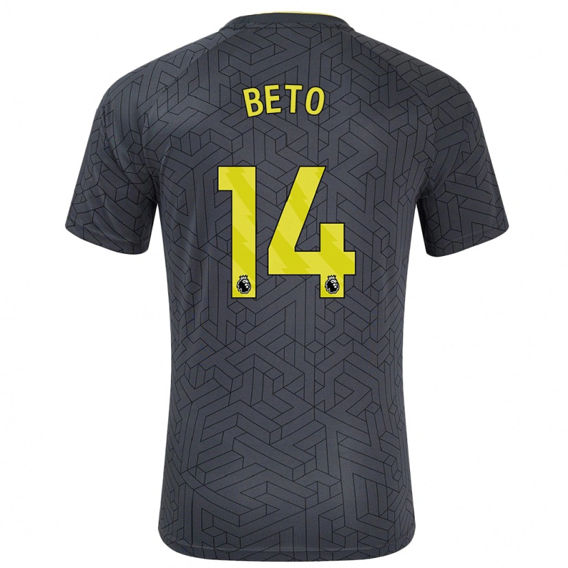 Danxen Børn Beto #14 Sort Gul Udebane Spillertrøjer 2024/25 Trøje T-Shirt