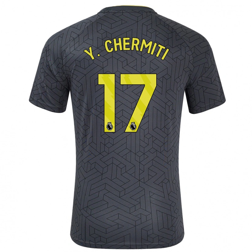 Danxen Børn Chermiti #17 Sort Gul Udebane Spillertrøjer 2024/25 Trøje T-Shirt