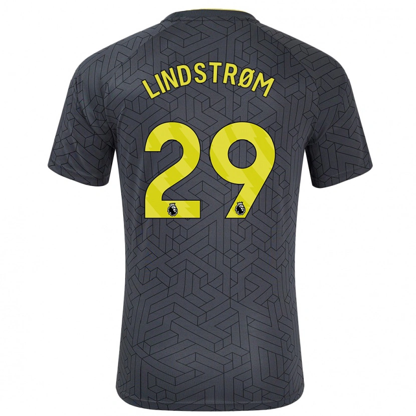 Danxen Børn Jesper Lindstrøm #29 Sort Gul Udebane Spillertrøjer 2024/25 Trøje T-Shirt