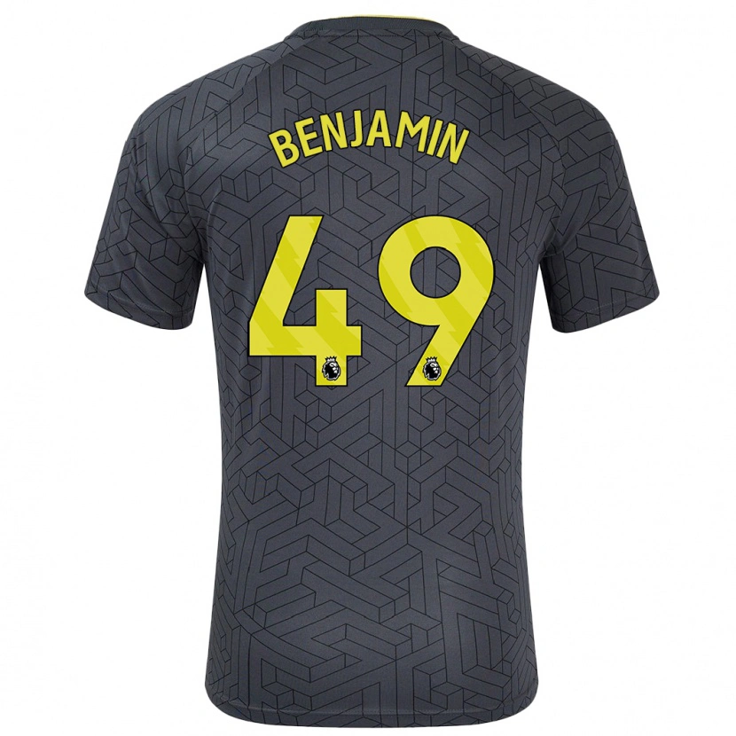 Danxen Børn Omari Benjamin #49 Sort Gul Udebane Spillertrøjer 2024/25 Trøje T-Shirt
