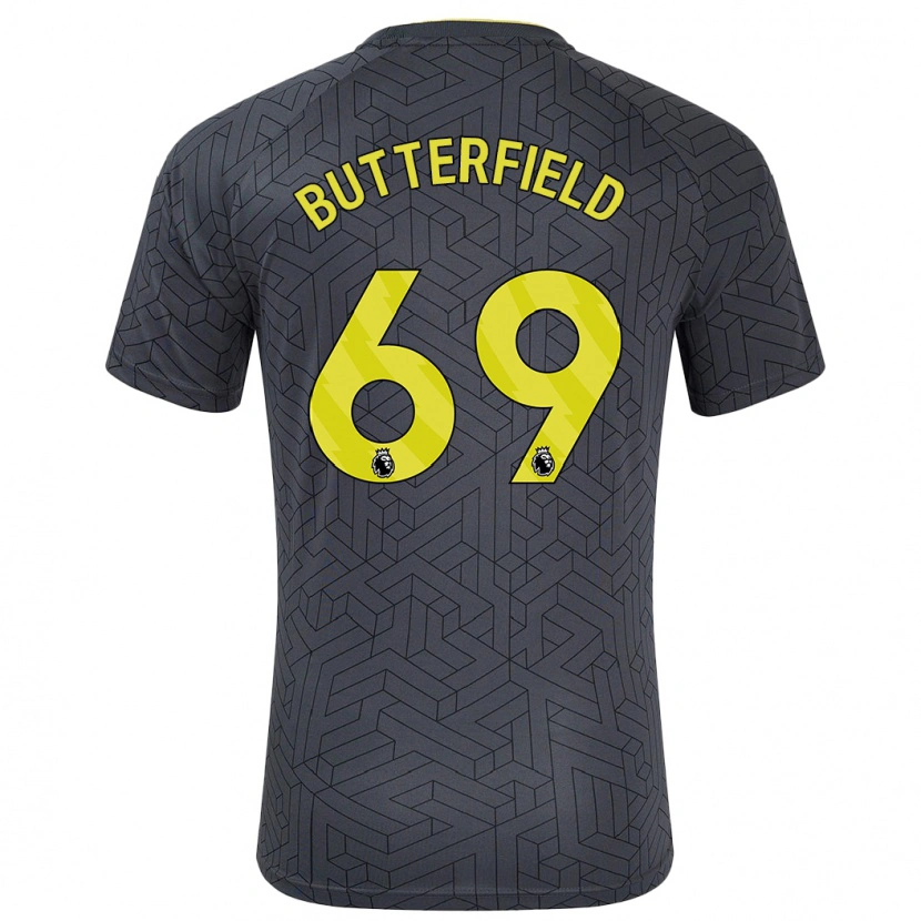 Danxen Børn Luke Butterfield #69 Sort Gul Udebane Spillertrøjer 2024/25 Trøje T-Shirt