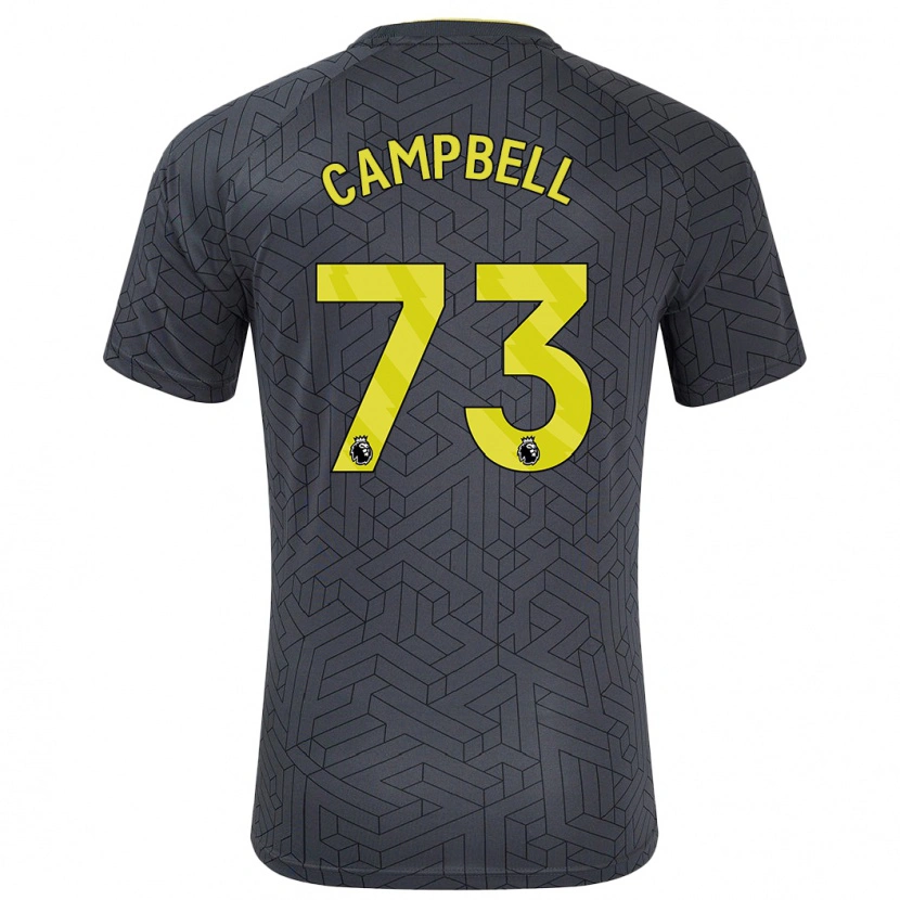 Danxen Børn Elijah Campbell #73 Sort Gul Udebane Spillertrøjer 2024/25 Trøje T-Shirt
