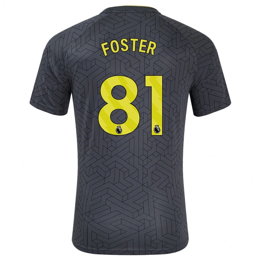 Danxen Børn Harvey Foster #81 Sort Gul Udebane Spillertrøjer 2024/25 Trøje T-Shirt