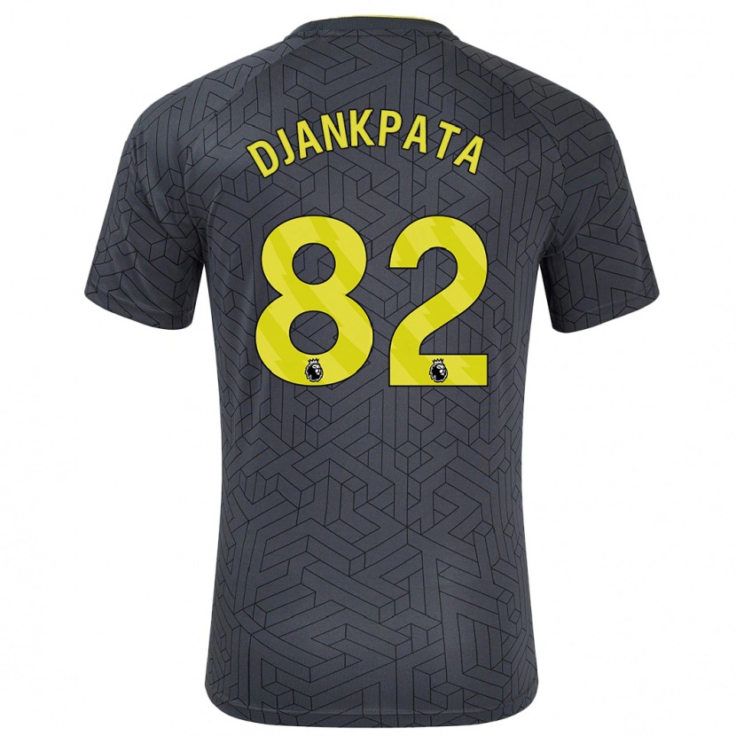 Danxen Børn Halid Djankpata #82 Sort Gul Udebane Spillertrøjer 2024/25 Trøje T-Shirt