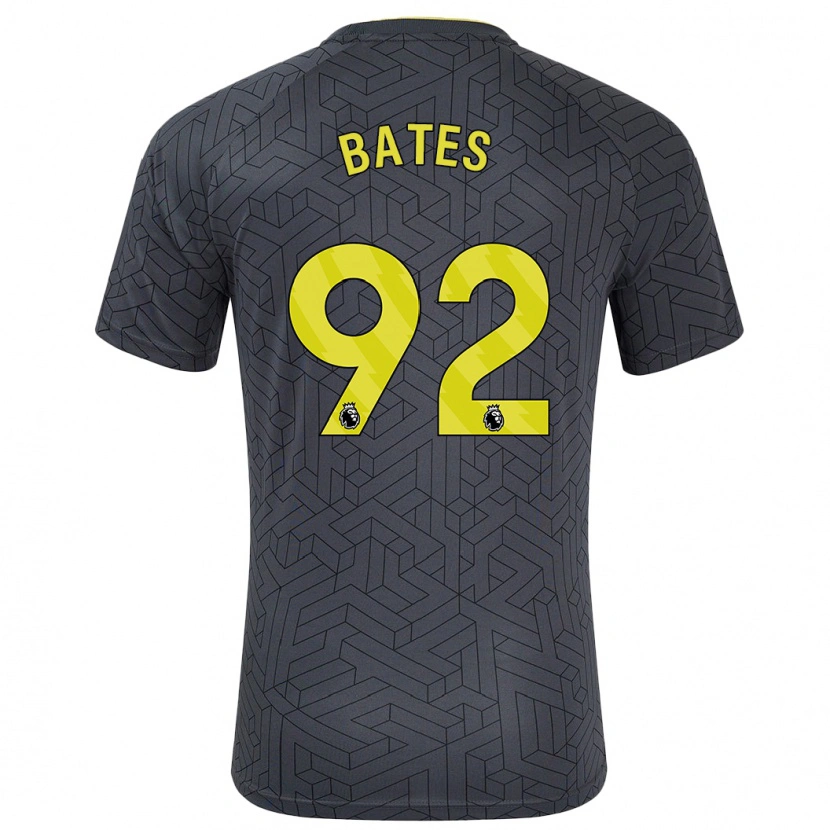 Danxen Børn Callum Bates #92 Sort Gul Udebane Spillertrøjer 2024/25 Trøje T-Shirt
