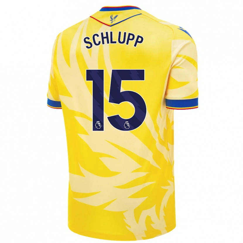Danxen Børn Jeffrey Schlupp #15 Gul Udebane Spillertrøjer 2024/25 Trøje T-Shirt