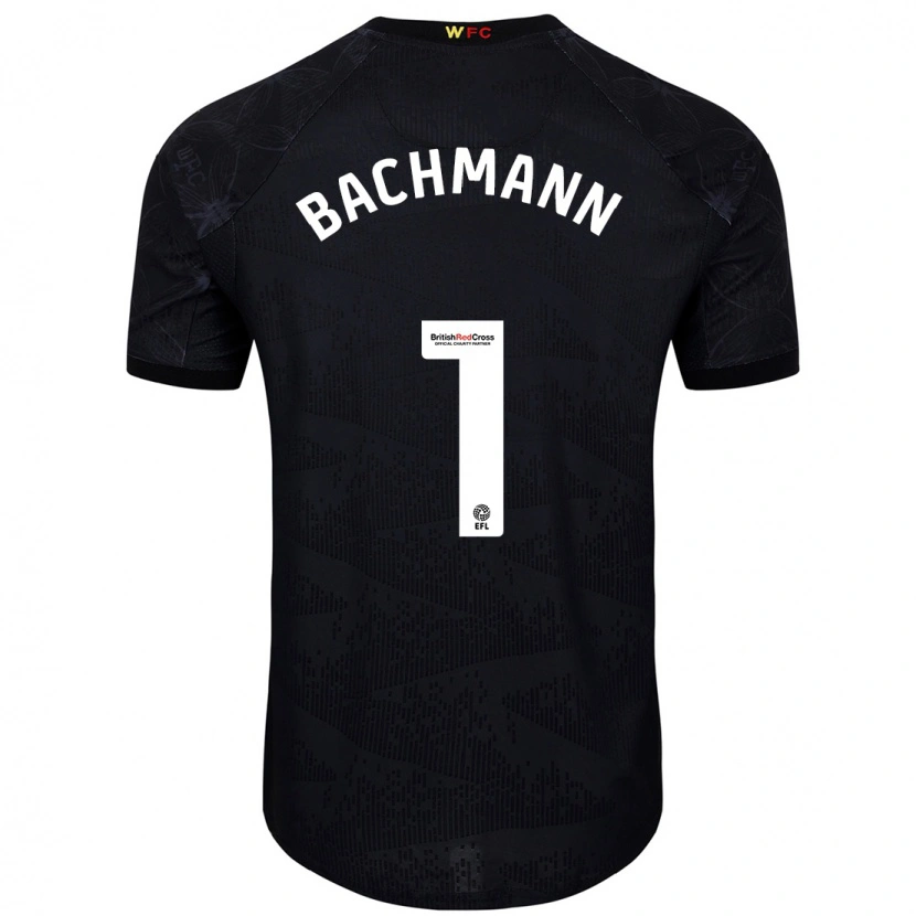 Danxen Børn Daniel Bachmann #1 Sort Hvid Udebane Spillertrøjer 2024/25 Trøje T-Shirt